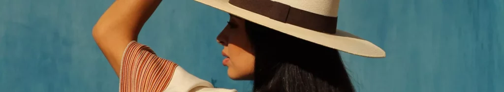 Woman wearing beige hat 