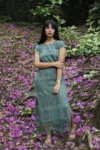 Woman wearing Guerrero Teal Green Dress by montsera
