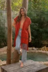 Yelapa Rust Mini Kimono Woman wearing Yelapa Rust Mini Kimono by montsera