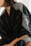 Poncho hand embroidery black Montsera Poncho hand embroidery black Montsera