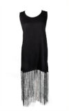 Mini black dress with fringe sophisticated look handmade in mexico sustainable fashion