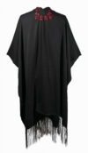 Kuxul 4 hand embroidery cape with fringe handmade in mexico by Montsera Collective ethical fashion