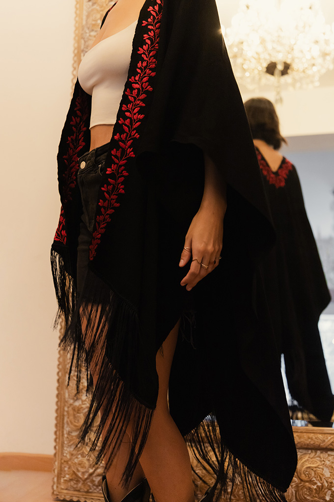 capes with fringe hand embroidery handmade in Mexico sustainable fashion made by artisans handcrafted