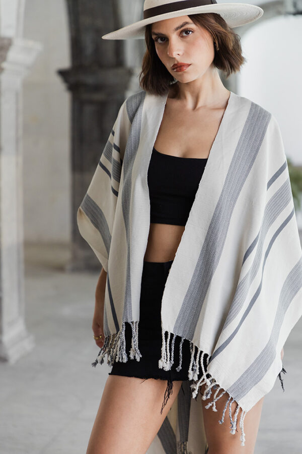 cape handwoven boho chic vibes sustainable fashion handmade in mexico by Montsera Collective