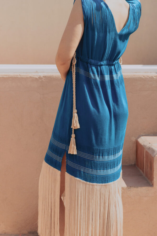 Montsera Collective Fringe dress sophisticated look handmade in mexico by artisans contemporary ethical handcrafted