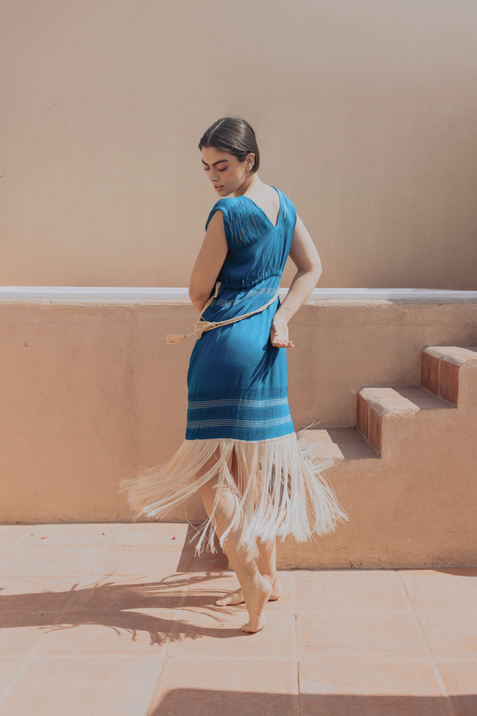 Montsera Collective handmade fringe dress, crafted by skilled artisans with sustainable materials Handmade Fringe Dress | Sustainable, Artisanal Clothing